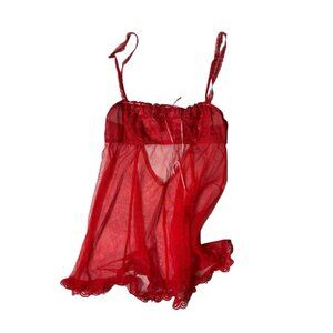 Victoria’s Secret Red Sheer Lace Babydoll Lingerie Top Women’s Size Small | Roma